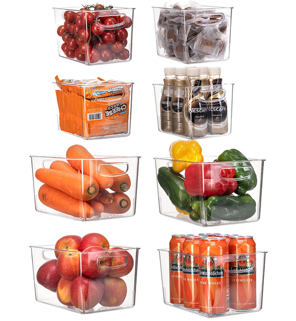 Set of 8 Clear Pantry Organizer Bins Plastic Refrigerator Organizer Bins,Bpa Free