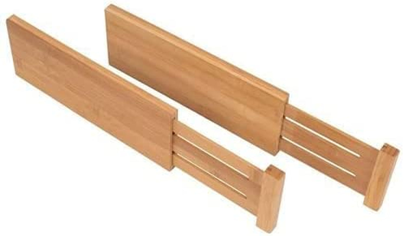 Bamboo Drawer Dividers (6-Pack), Expandable 17–21.5” – Spring-Loaded, Non-Slip Ends