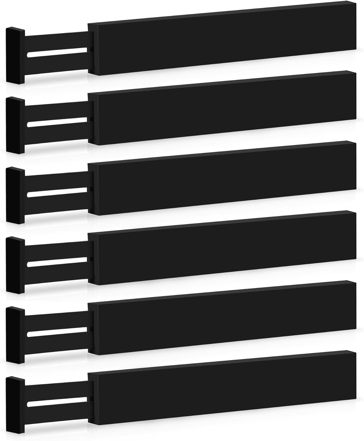 Bamboo Drawer Dividers (6-Pack), Expandable 17–21.5” – Spring-Loaded, Non-Slip Ends