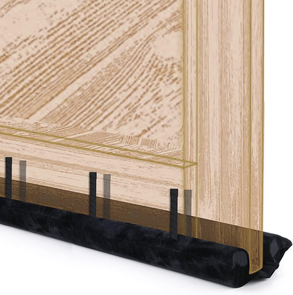 under Door Draft Stopper Adjustable Double Draft Noise Air Blocker Sweep for Sound Dust Proof Gap 2" Foam Seal(Black)