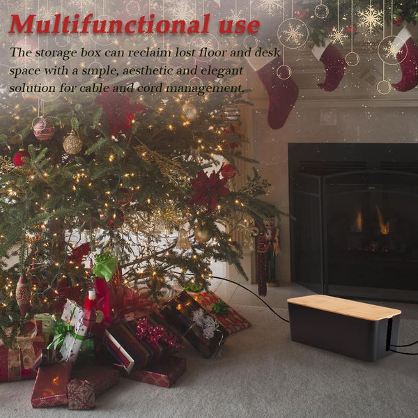 Elegant Cable Management Box Set (3-Pack) with Bamboo Lids & 23 Clip Accessories โ Tidy & Conceal Cords