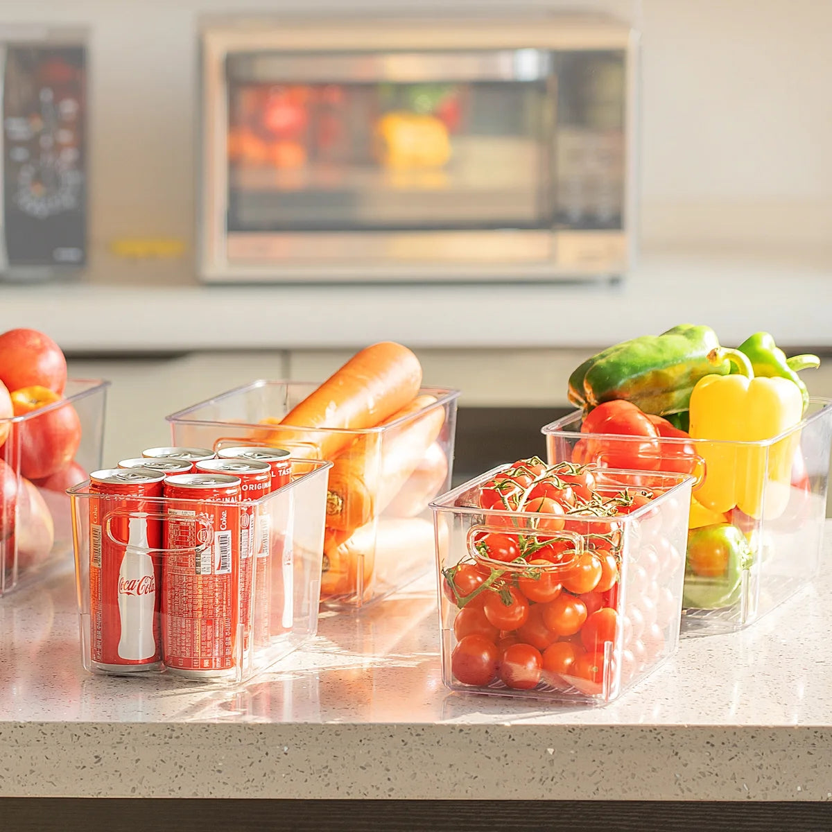 Set of 8 Clear Pantry Organizer Bins Plastic Refrigerator Organizer Bins,Bpa Free
