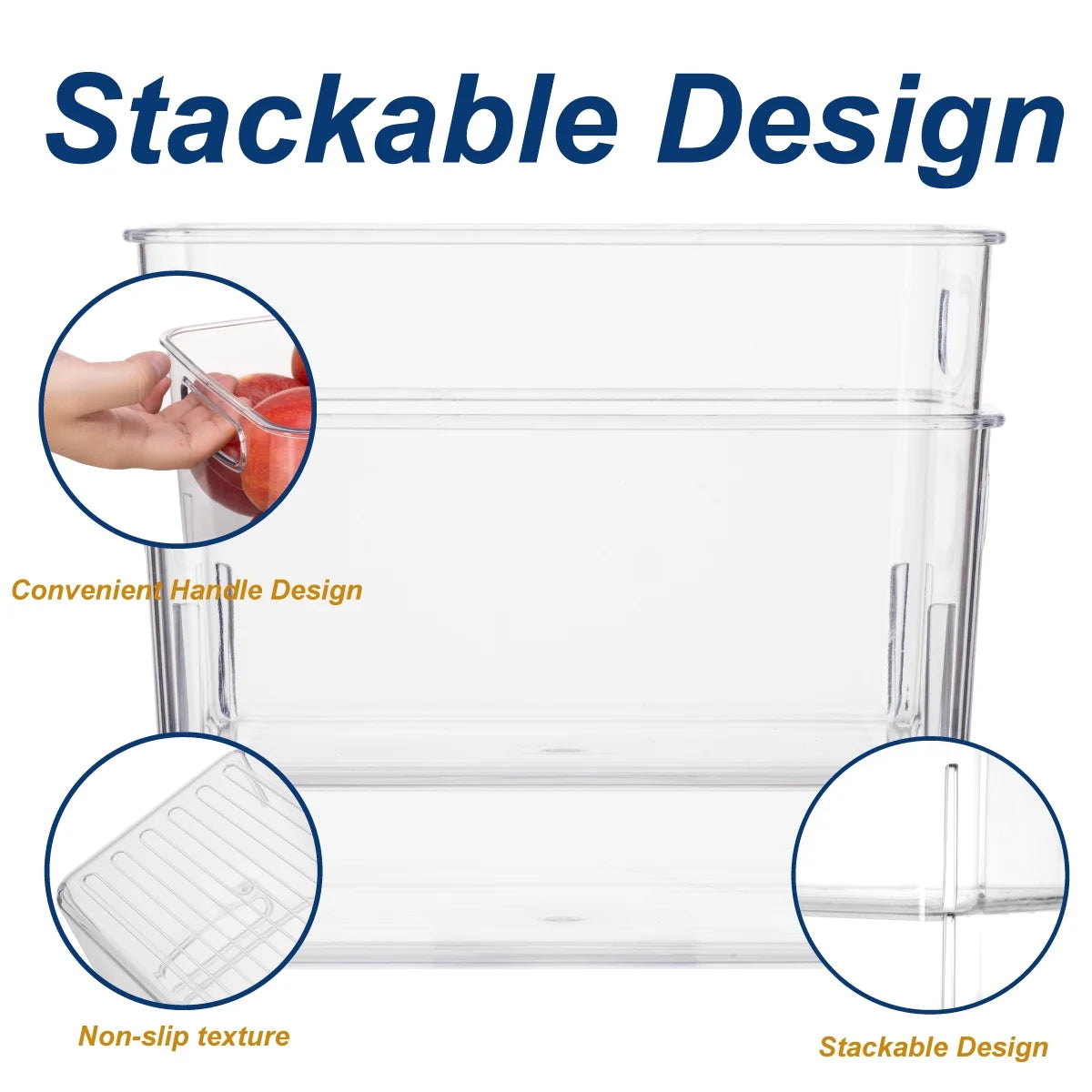 Set of 8 Clear Pantry Organizer Bins Plastic Refrigerator Organizer Bins,Bpa Free
