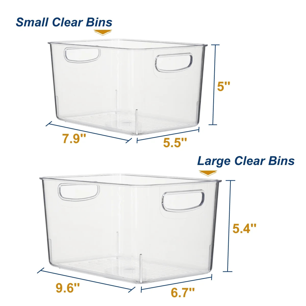 Set of 8 Clear Pantry Organizer Bins Plastic Refrigerator Organizer Bins,Bpa Free