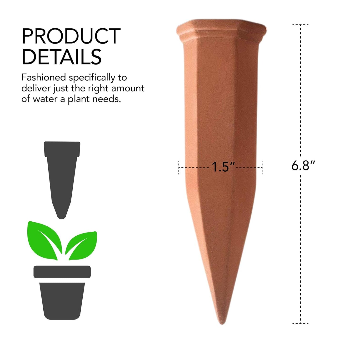Terracotta Self-Watering Plant Stakes (4-Pack) – Automatic Watering Spikes for Indoor & Outdoor Plants