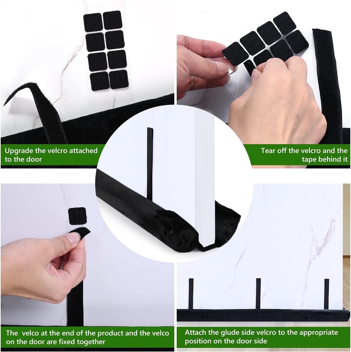 under Door Draft Stopper Adjustable Double Draft Noise Air Blocker Sweep for Sound Dust Proof Gap 2" Foam Seal(Black)