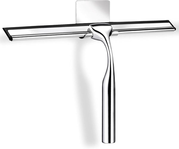 Premium 12-Inch Stainless Steel Shower Squeegee – Streak-Free Glass & Mirror Cleaner with Hook