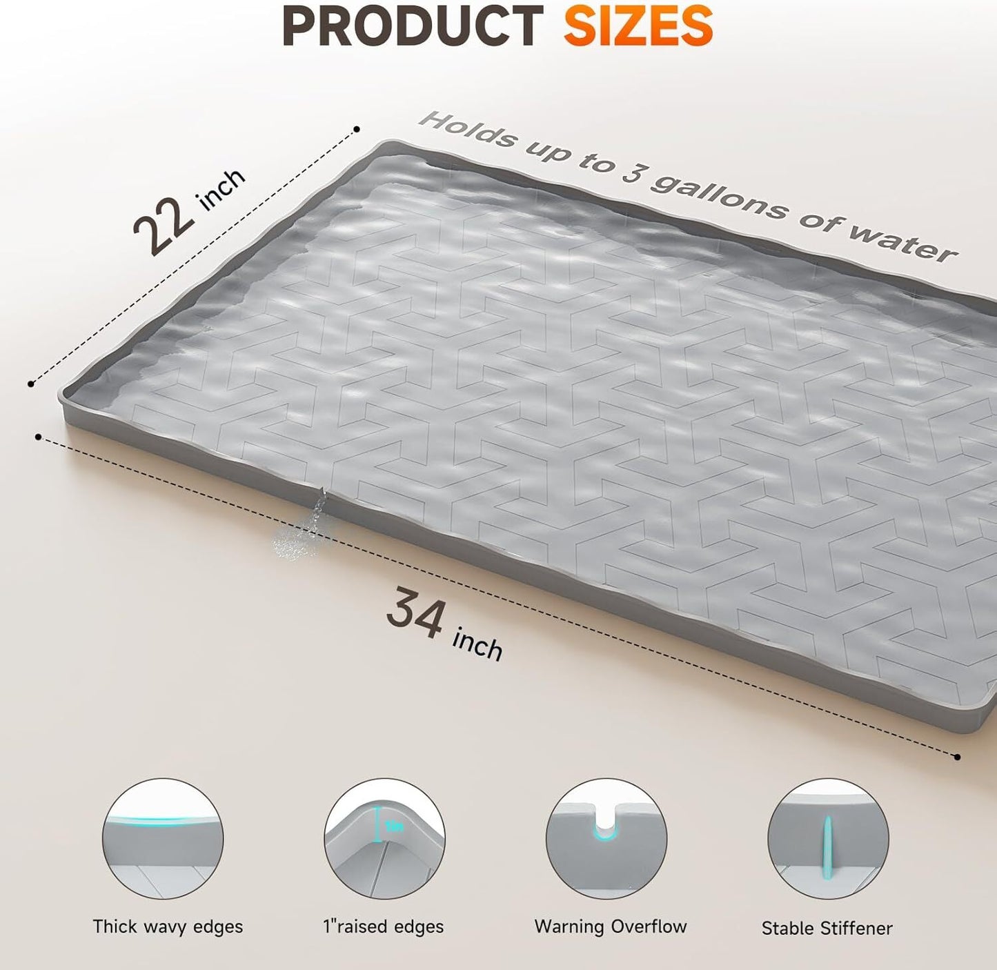 Under-Sink Waterproof Mat – 34″×22″ Non-Slip Cabinet Liner & Leak Protector