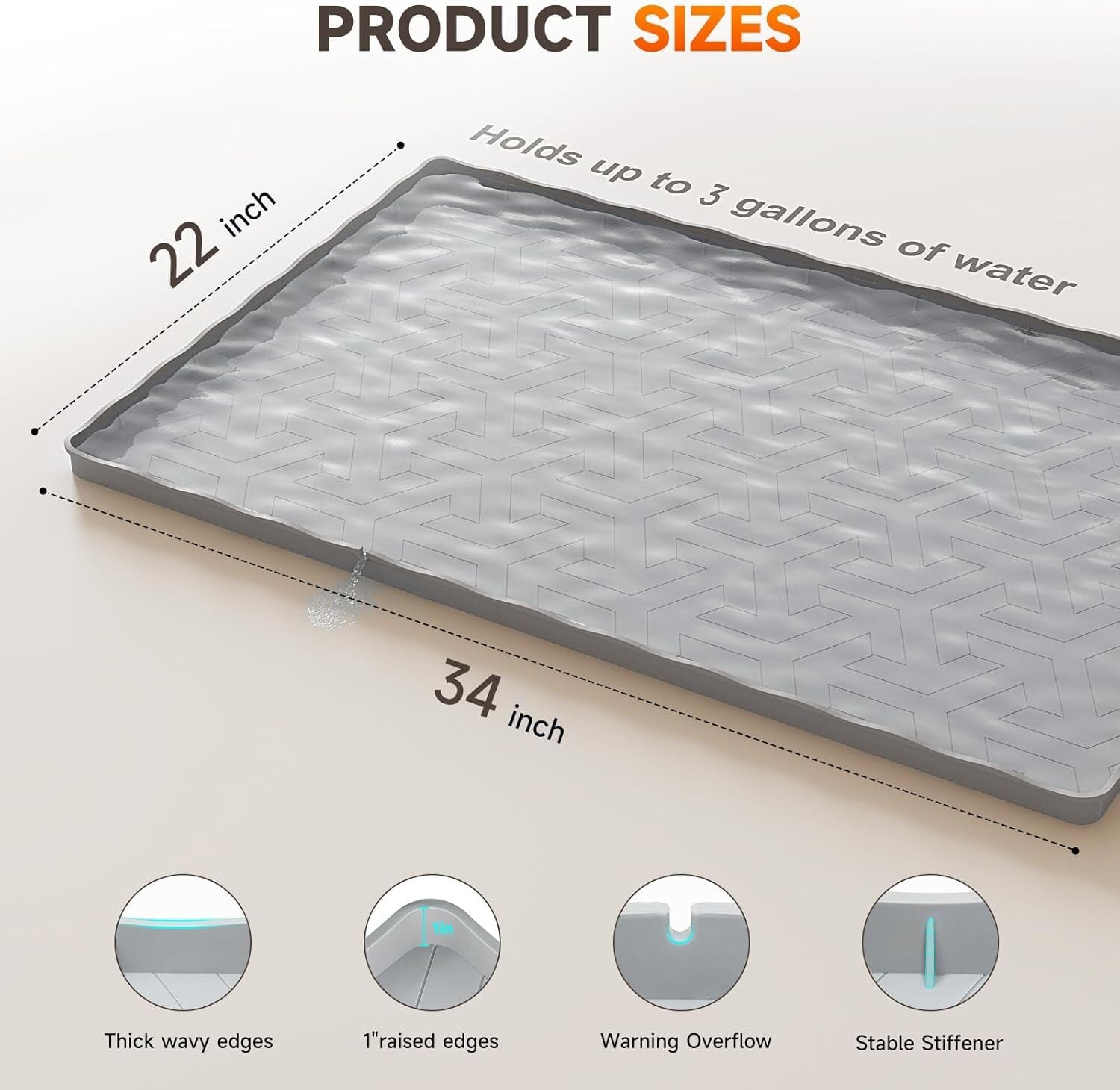 Under-Sink Waterproof Mat – 34″×22″ Non-Slip Cabinet Liner & Leak Protector